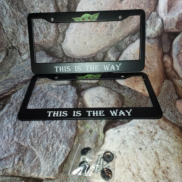 Other - 🎈Black License Plate Frame with Baby Yoda Design 2 pack🎈